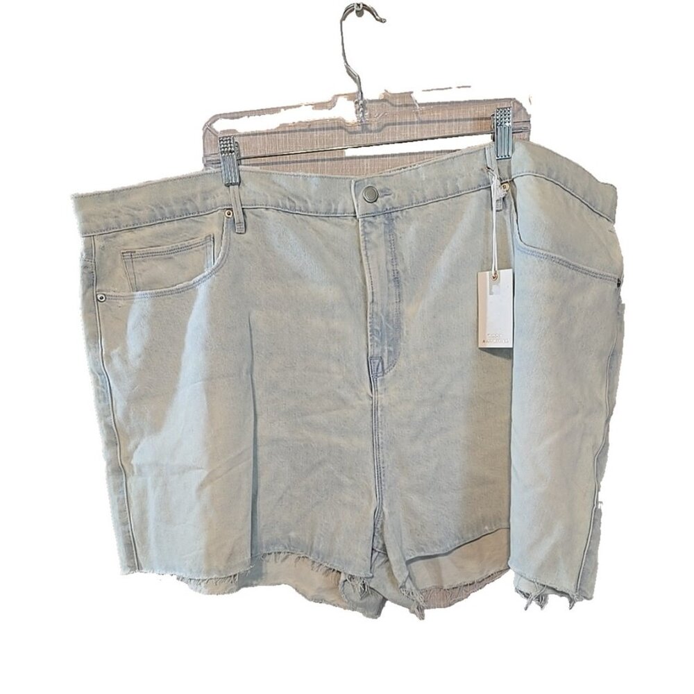 Good American Womens‎ size 20 denim jean cut off shorts light wash New